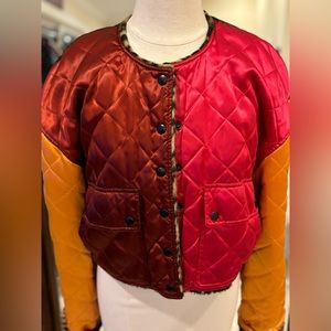 Sonia Rykiel Vintage Y2K 90’s  Reversible BOMBER Satin Jacket    Size Large